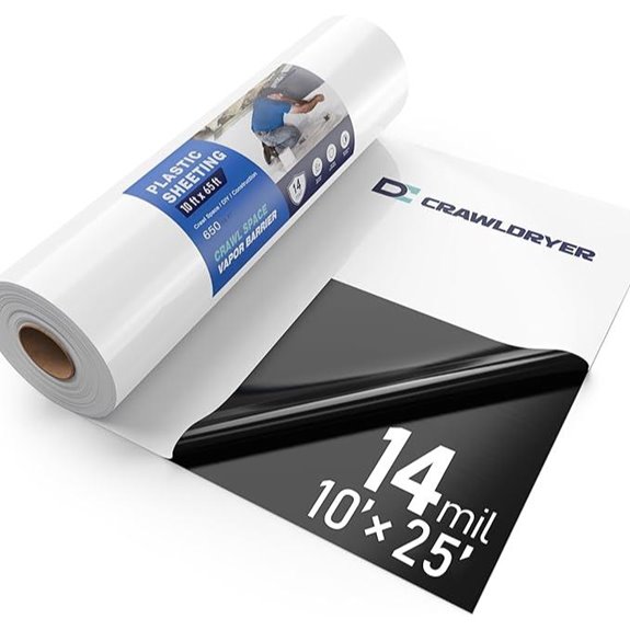 Crawl Space Vapor Barrier 14 mil 10x25 Black & White