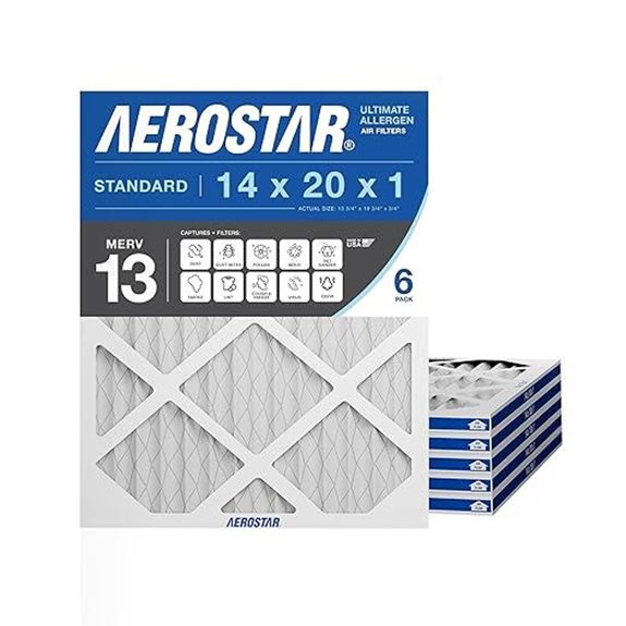 Aerostar 14x20x1 MERV 13 Pleated Air Filter (6 Pack)