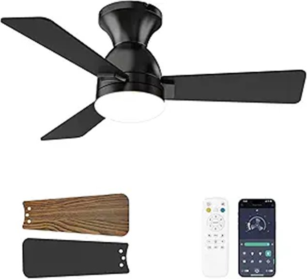 36-Inch Ceiling Fan with Lights Remote Dimmable LED