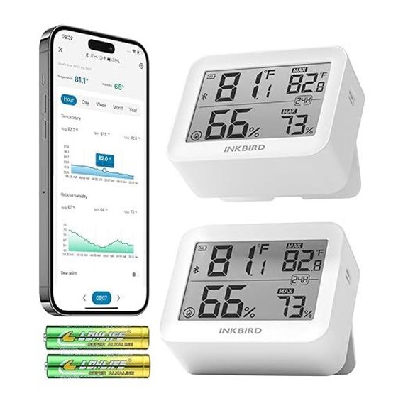 2 Pack Bluetooth Hygrometer with App Alerts