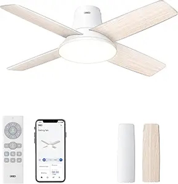 Dreo Flush Mount Ceiling Fan with Lights and Remote