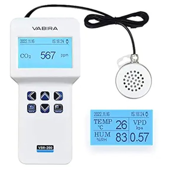 CO2 Meter Data Logger NDIR Sensor. Temperature Humidity VPD Meter.