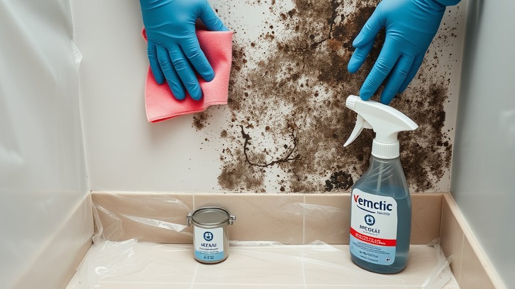 contain mold spores during cleaning