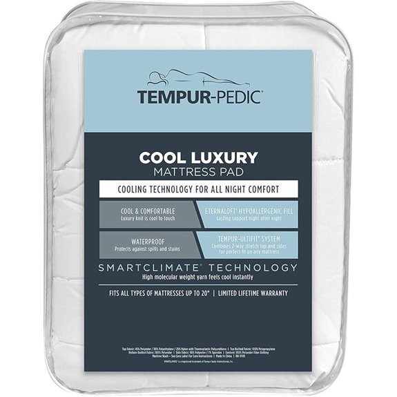Tempur-Pedic Cool Luxury Mattress Pad Queen White