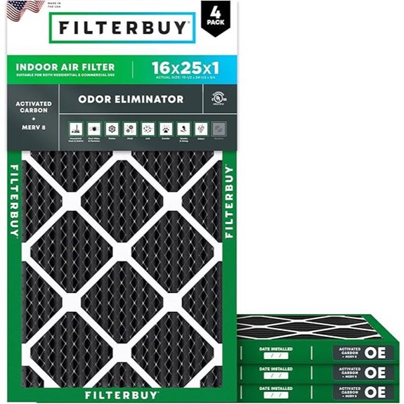 Filterbuy 16x25x1 MERV 8 Air Filters (4-Pack)