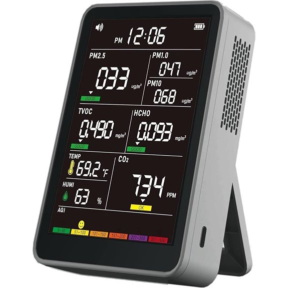 Indoor Air Quality Monitor with AQI (Gray)