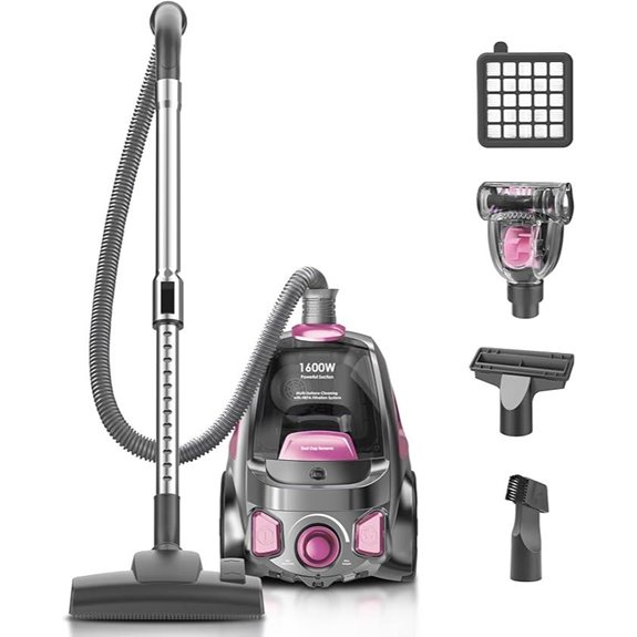 Canister Vacuum Cleaner 40Kpa 1600W Lightweight Pink