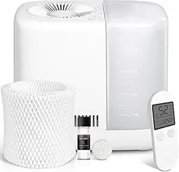 Evaporative Humidifier with Remote Filters & Aroma Kit