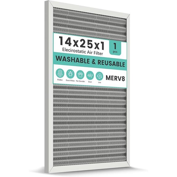 Reusable Washable MERV 8 HVAC Air Filter (14x25x1)