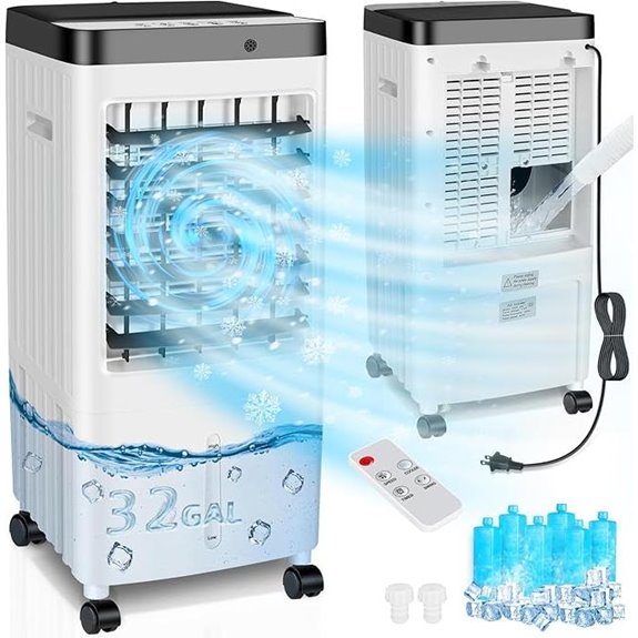 Swamp Cooler with Water Tank Timer & Ice Packs