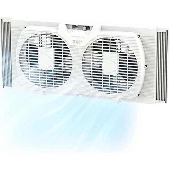Comfort Zone Twin Window Fan with Reversible Airflow