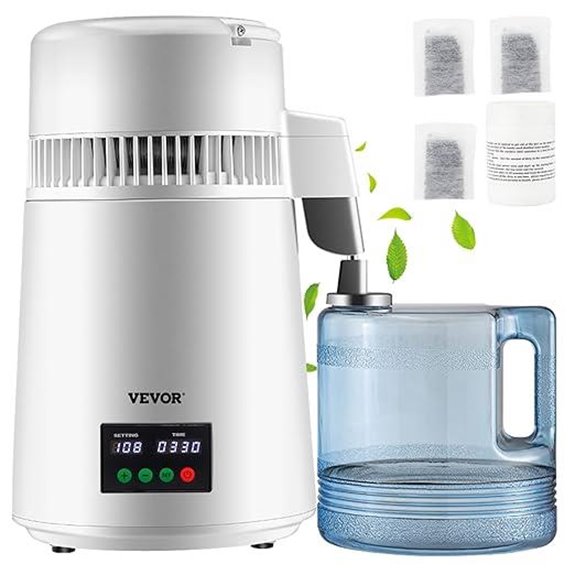 VEVOR 1.1Gal Water Distiller with Timer and Carbon Packs