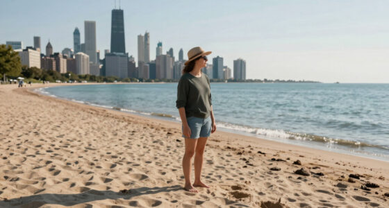 What you see in the Sun, is the Chicago skyline from the Indiana Dunes beach, across Lake Michigan. You can see it from 50 miles of distance due to a form of superior mirage, because the skyline is seen above where it's actually located.