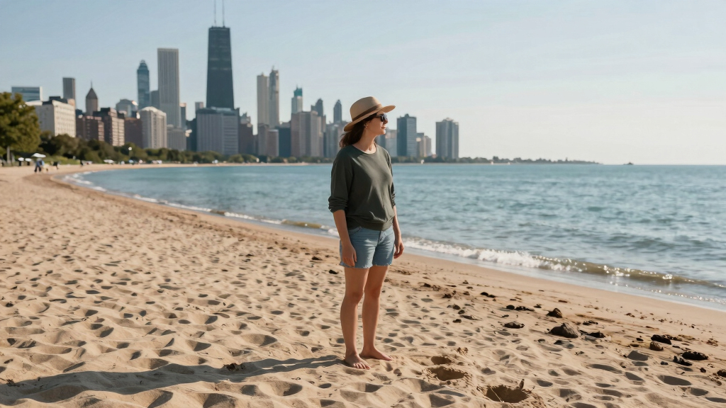 What you see in the Sun, is the Chicago skyline from the Indiana Dunes beach, across Lake Michigan. You can see it from 50 miles of distance due to a form of superior mirage, because the skyline is seen above where it's actually located.